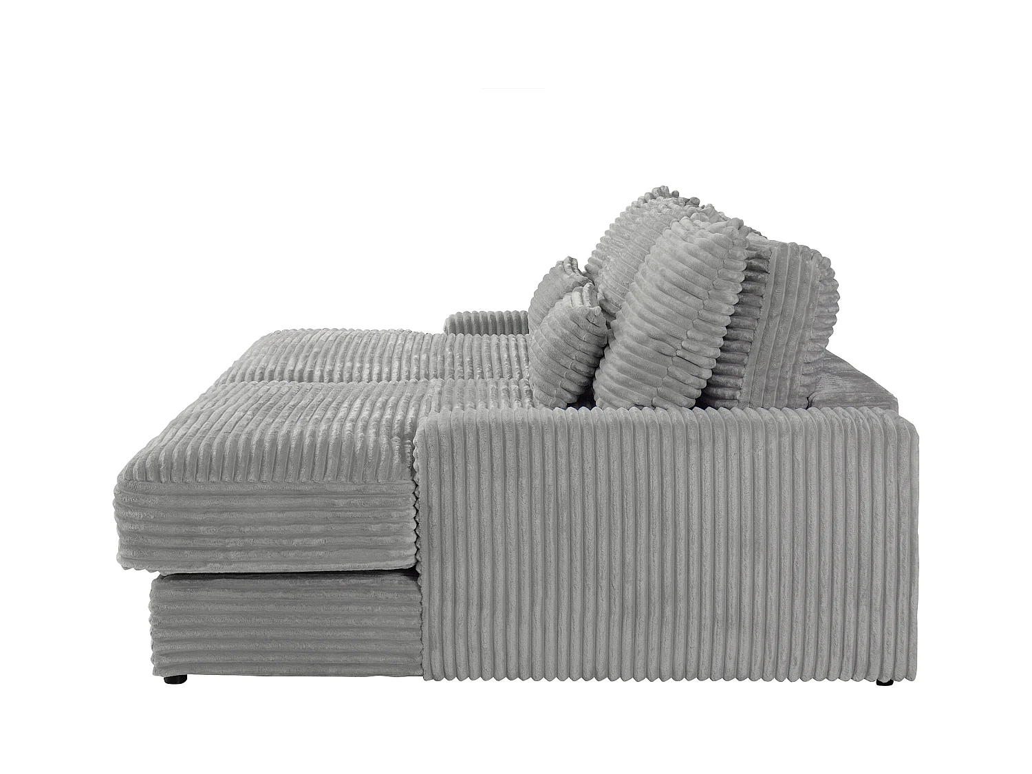 Canapé 3 places confort assise profonde en velours côtelé grosses côtes gris CALAZO de Pascal Morabito