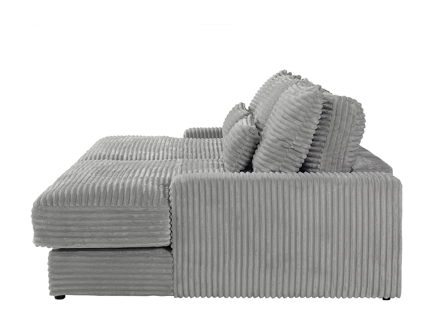 Canapé 3 places confort assise profonde en velours côtelé grosses côtes gris CALAZO de Pascal Morabito