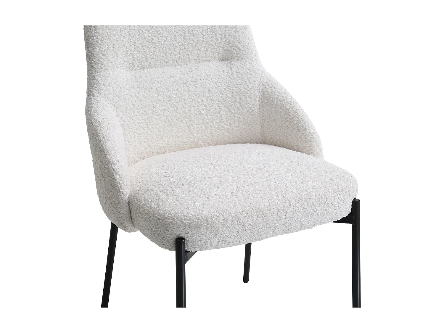 Set van 6 stoelen in bouclé en zwart metaal - Wit - LIAMONA