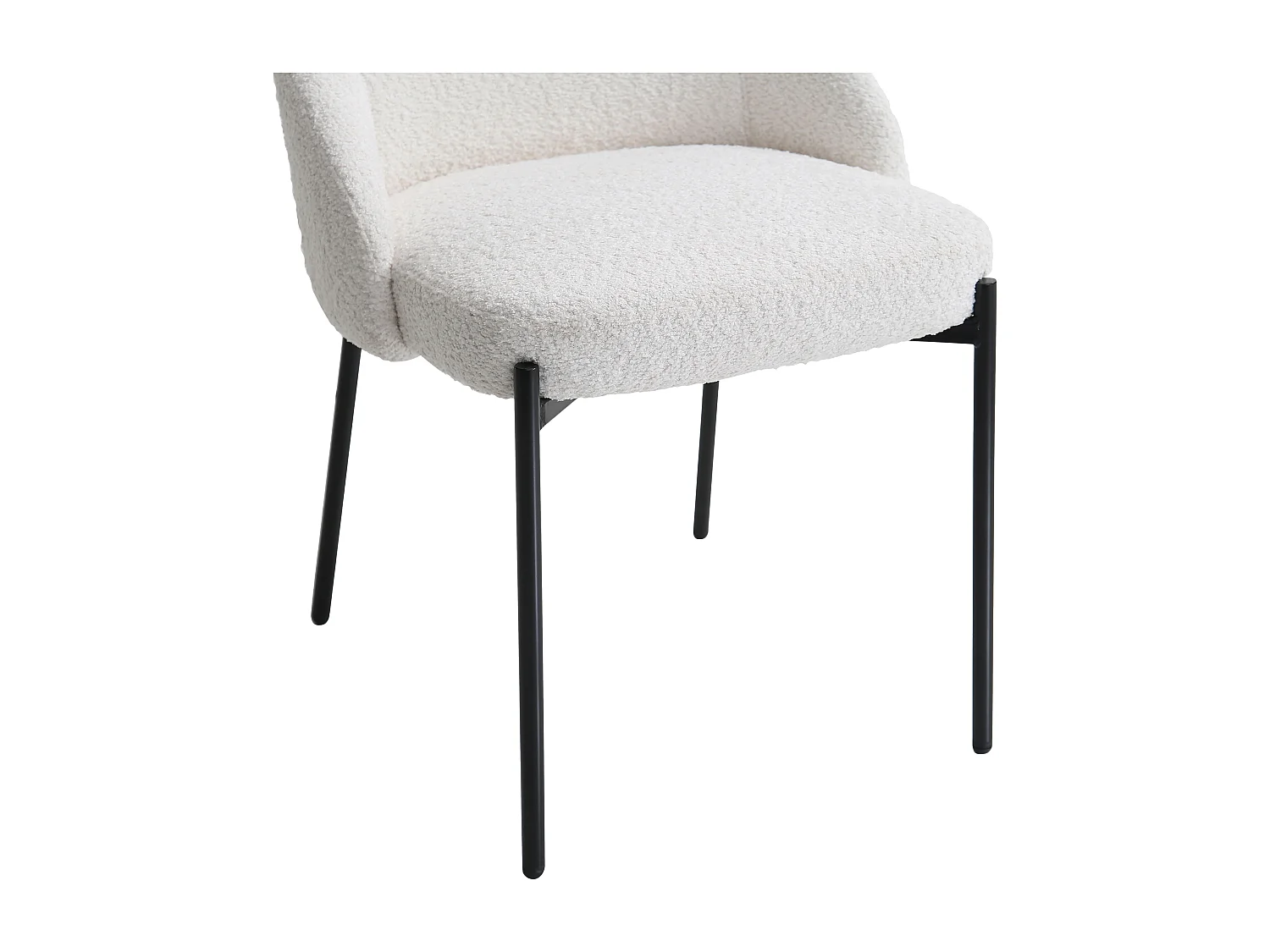 Set van 6 stoelen in bouclé en zwart metaal - Wit - LIAMONA