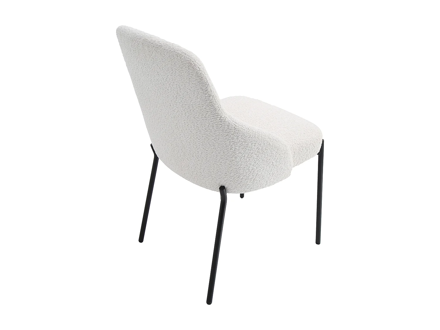 Set van 6 stoelen in bouclé en zwart metaal - Wit - LIAMONA