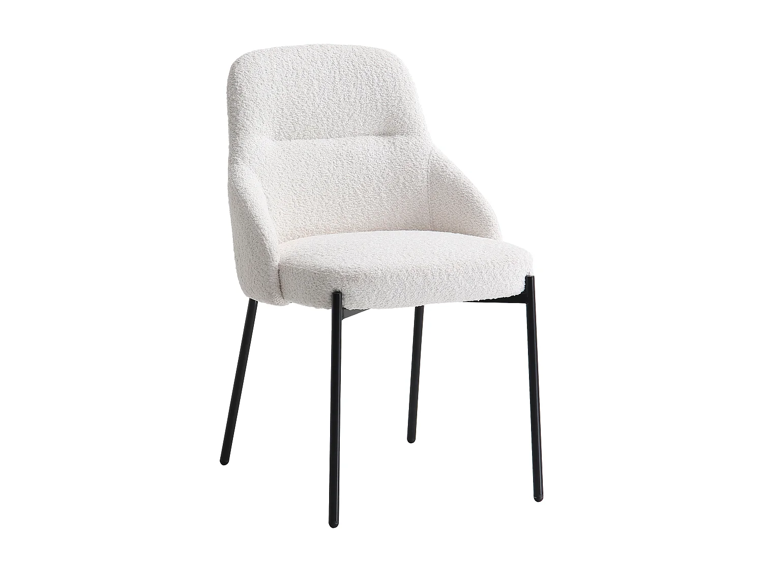 Set van 6 stoelen in bouclé en zwart metaal - Wit - LIAMONA