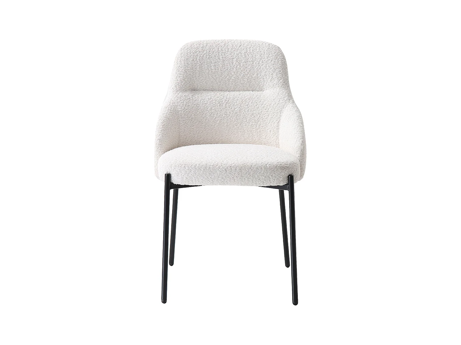 Conjunto de 6 sillas de tela rizada y metal negro - Blanco - LIAMONA