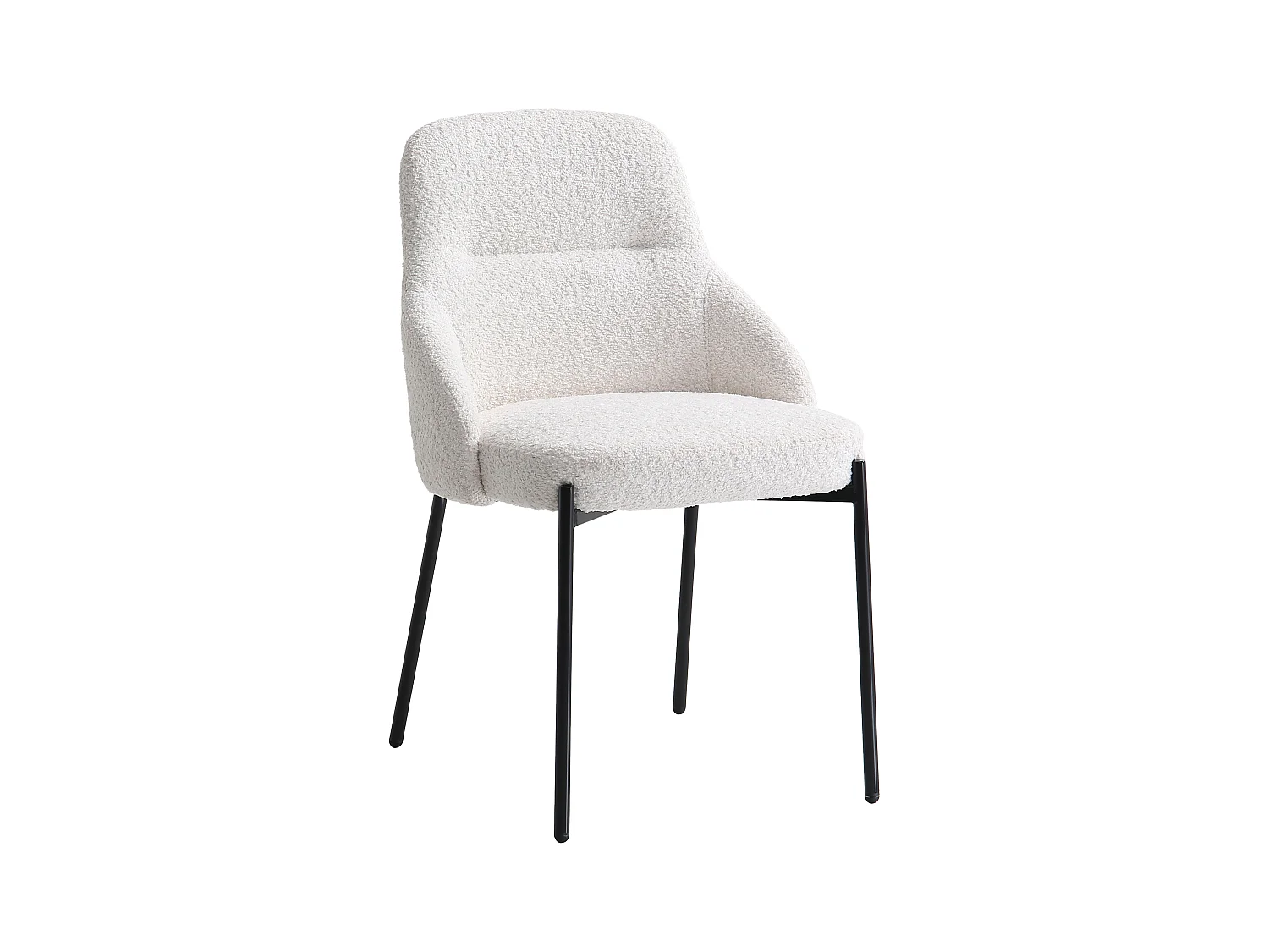 Conjunto de 6 sillas de tela rizada y metal negro - Blanco - LIAMONA