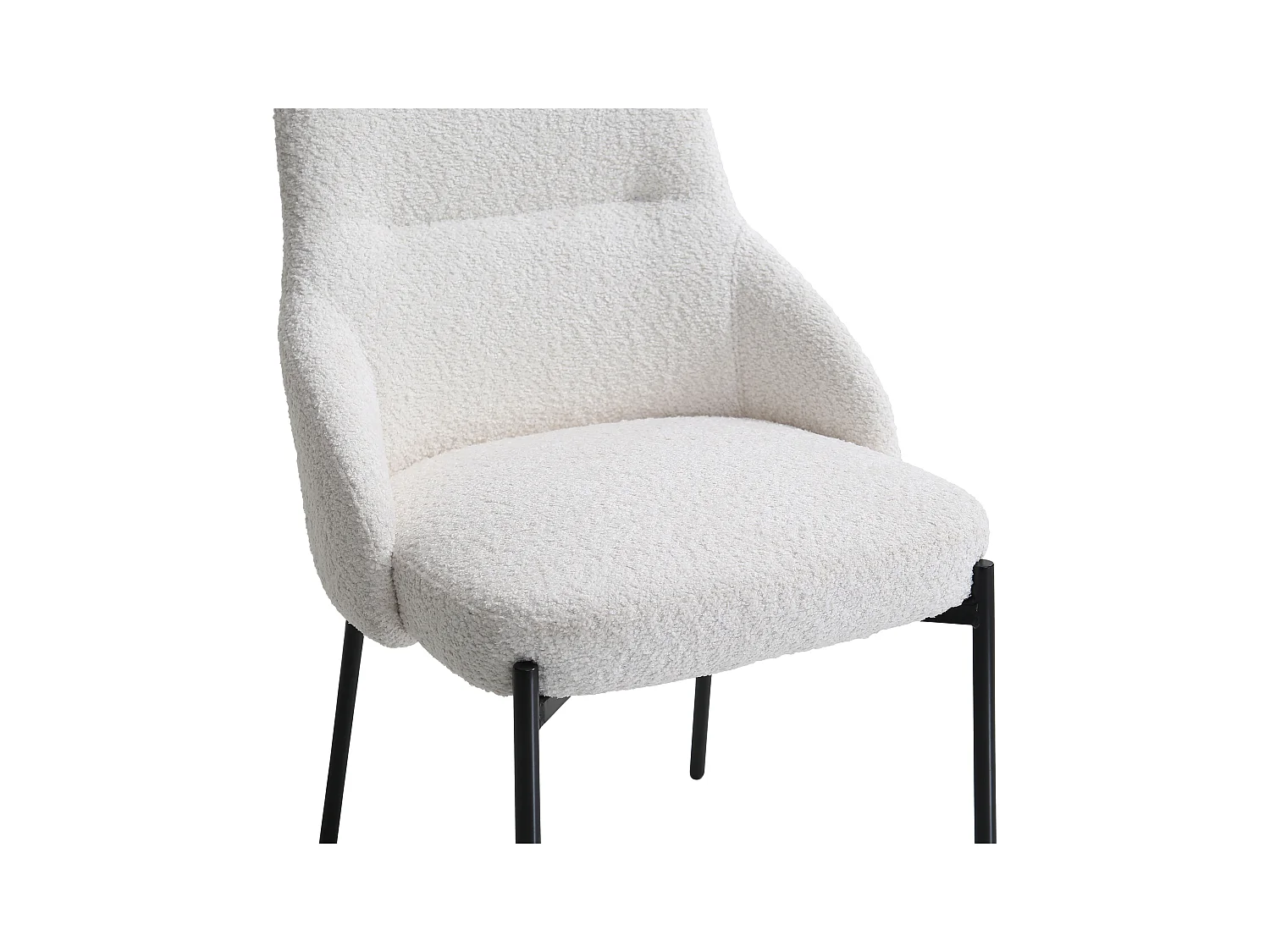 Conjunto de 6 sillas de tela rizada y metal negro - Blanco - LIAMONA