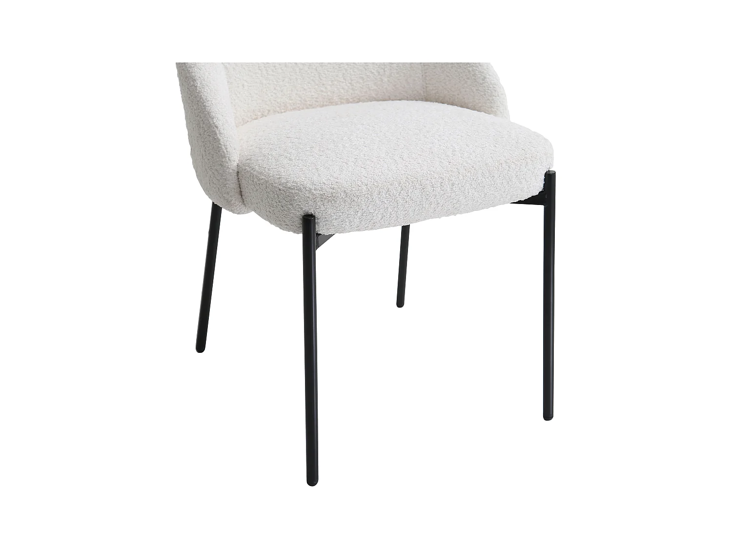 Conjunto de 6 sillas de tela rizada y metal negro - Blanco - LIAMONA