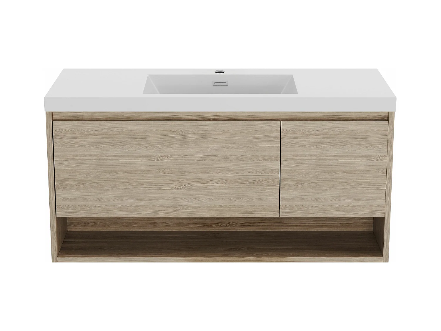 Meuble de salle de bain suspendu simple vasque coloris naturel clair - 120 cm - PUJUKA