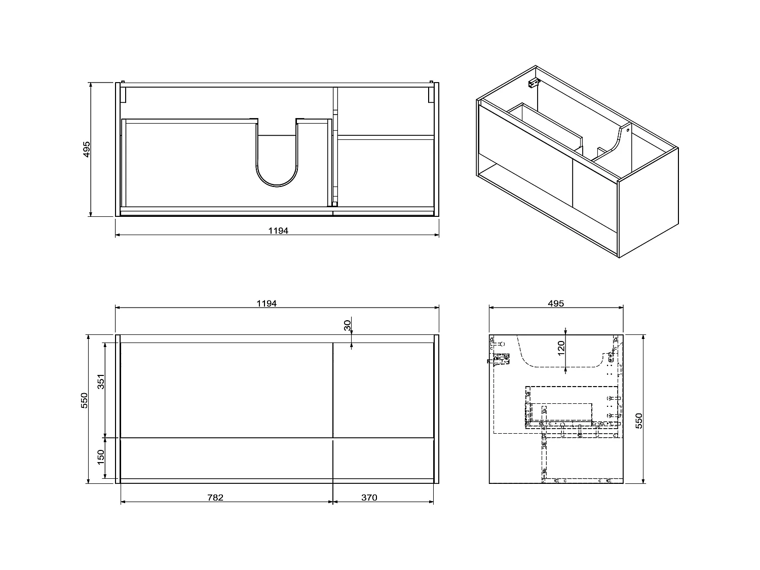 Meuble de salle de bain suspendu simple vasque coloris naturel clair - 120 cm - PUJUKA