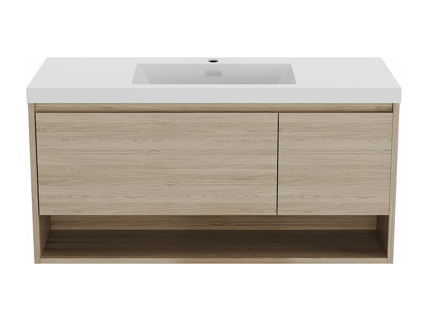 Waschbeckenunterschrank hängend mit Einzelwaschbecken - Holzfarben hell - 120 cm - PUJUKA