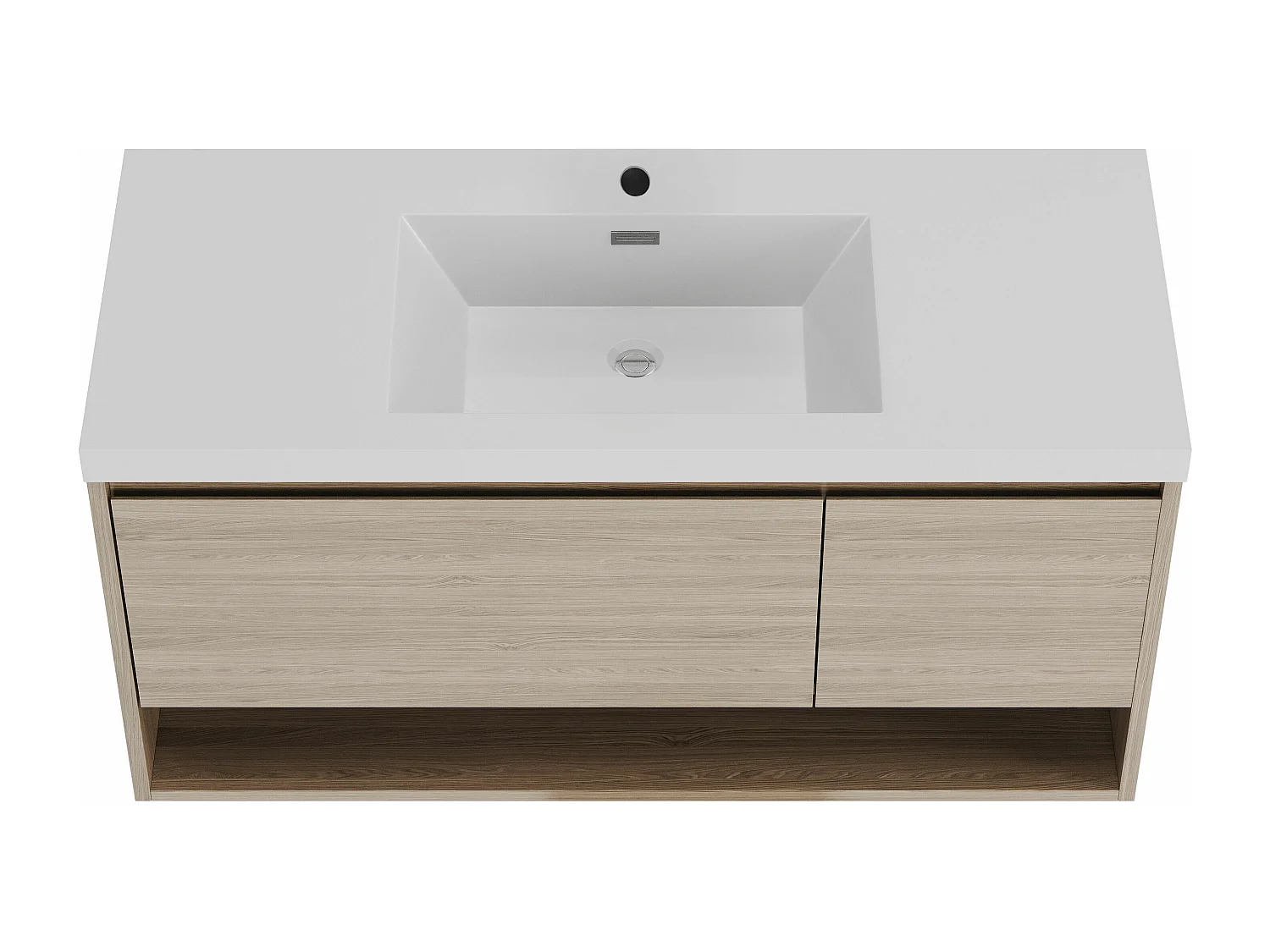 Waschbeckenunterschrank hängend mit Einzelwaschbecken - Holzfarben hell - 120 cm - PUJUKA