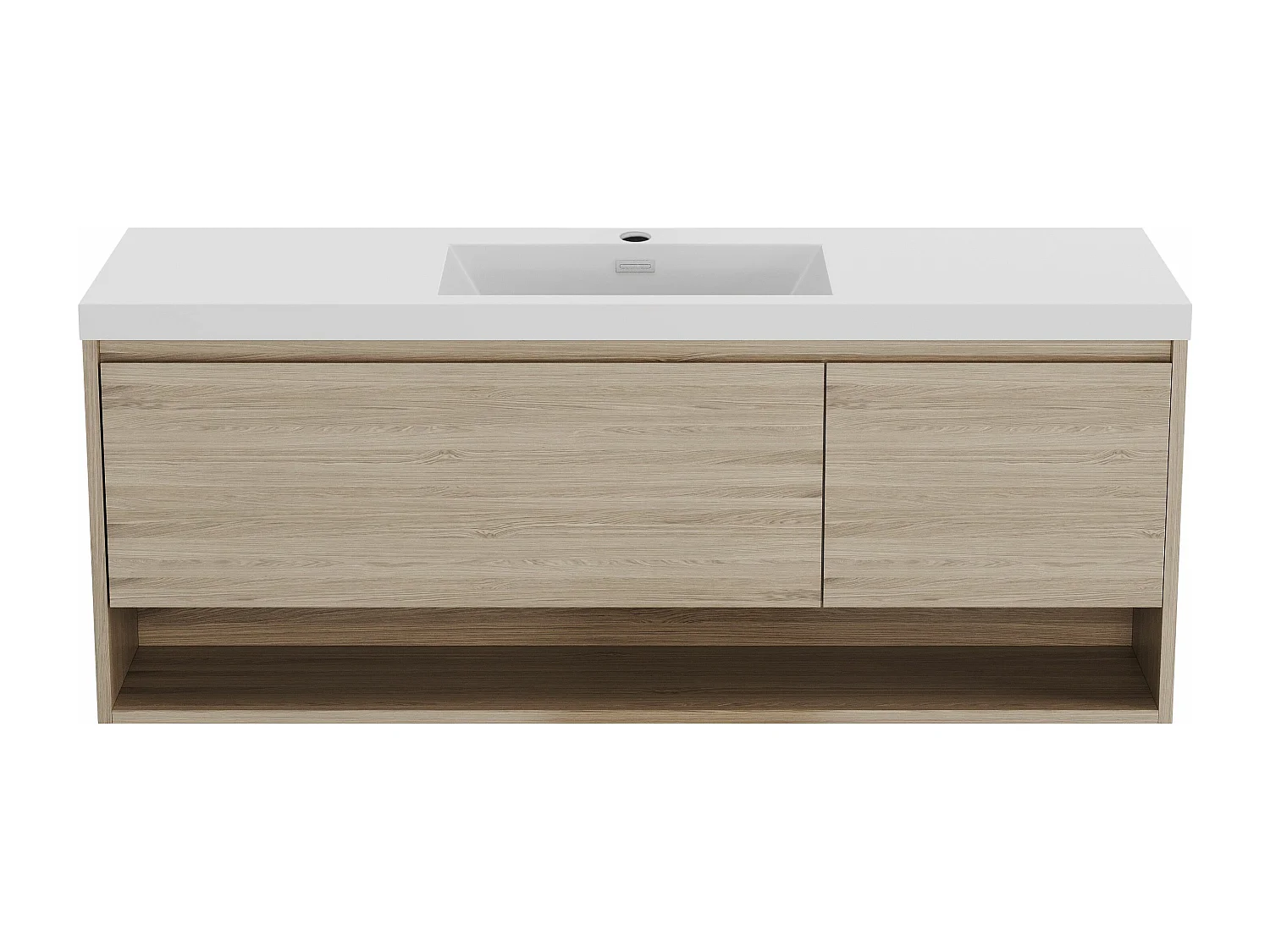 Mobile per bagno sospeso lavabo singolo 150 cm  Naturale chiaro - PUJUKA