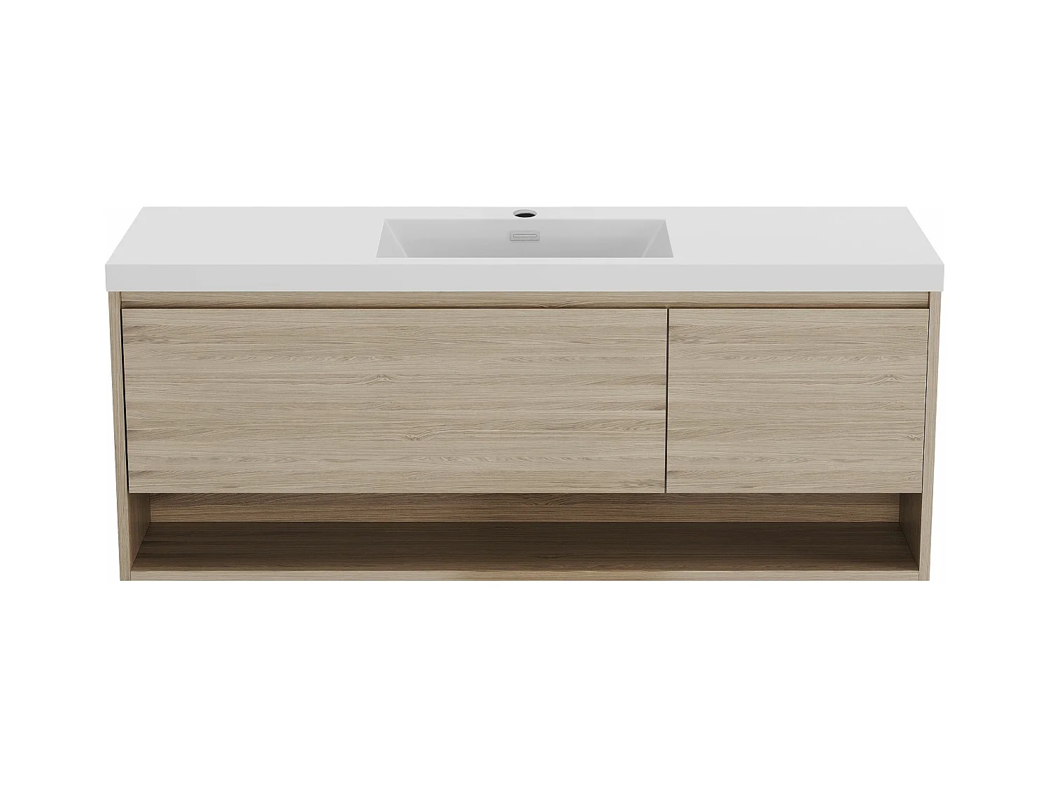 Hangend badkamermeubel met enkele wastafel, licht naturelkleurig - 150 cm - PUJUKA