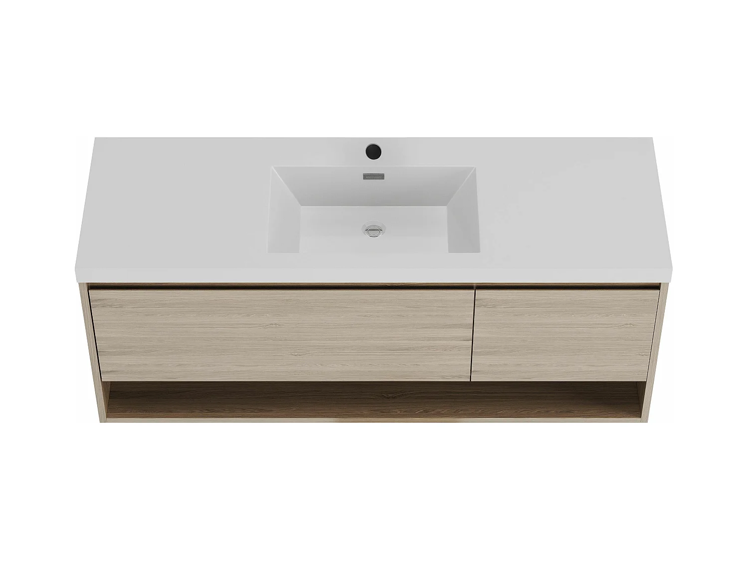 Hangend badkamermeubel met enkele wastafel, licht naturelkleurig - 150 cm - PUJUKA