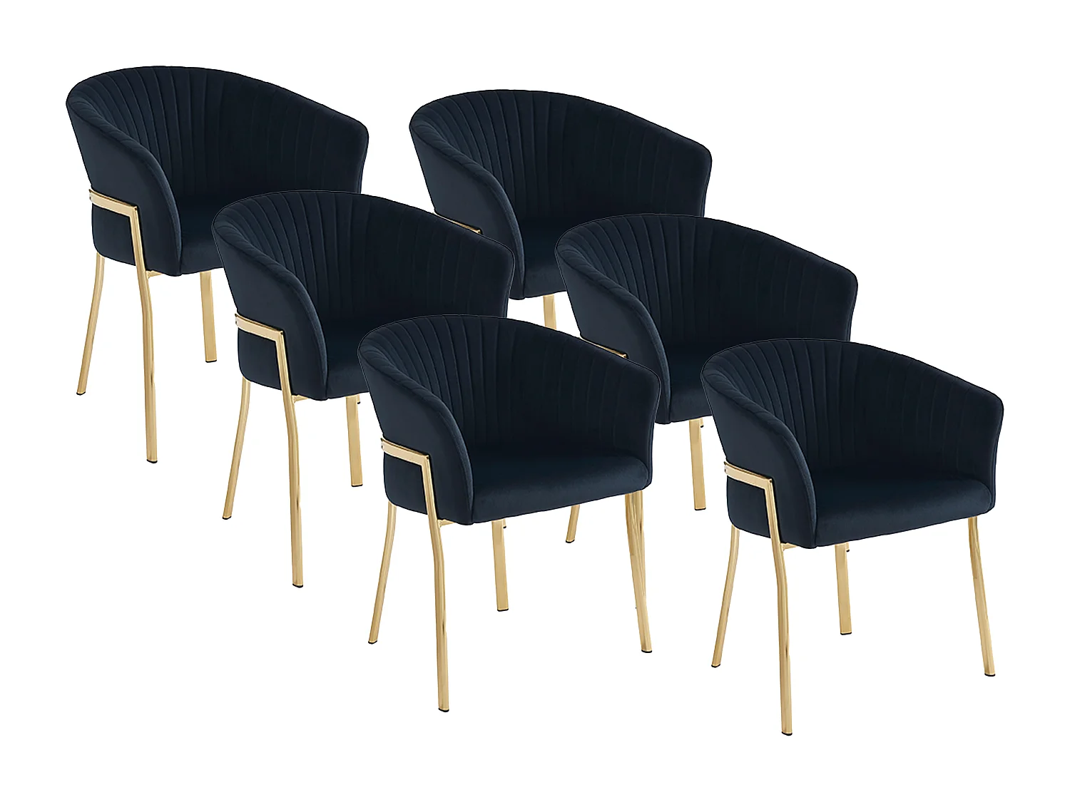 Lot de 6 chaises avec accoudoirs en velours et métal doré - Noir - ZAOVA de Pascal MORABITO