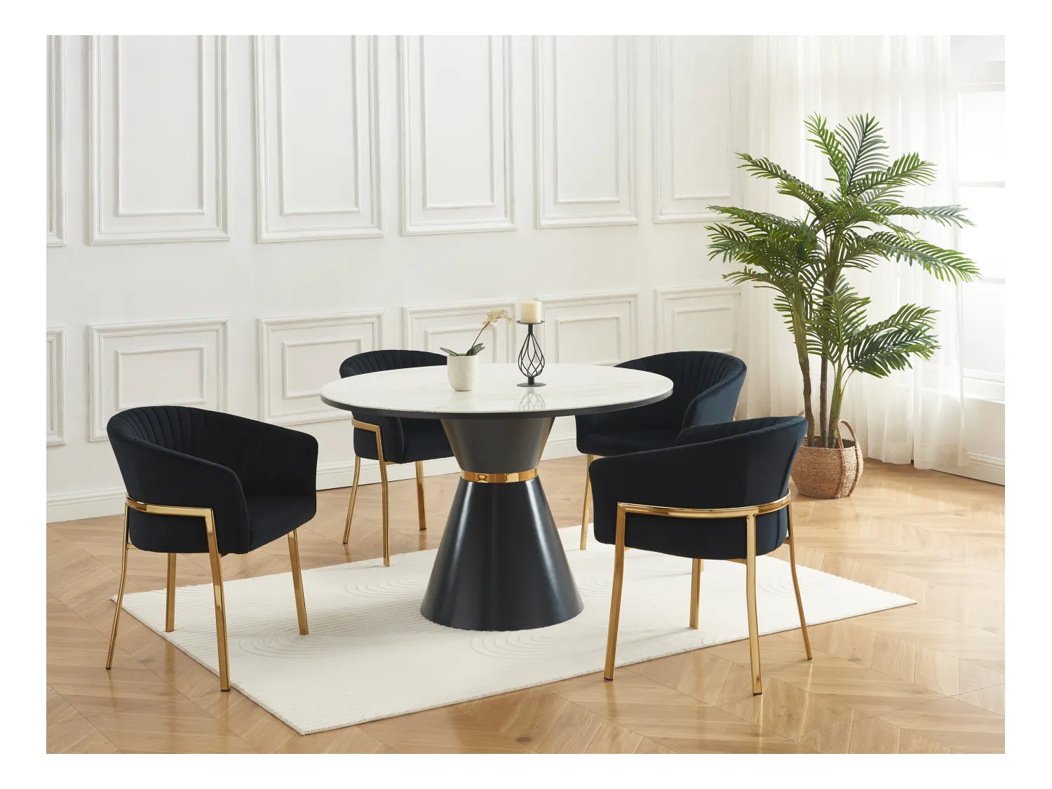 Lote de 6 sillas con reposabrazos de terciopelo y metal dorado - Negro - ZAOVA de Pascal MORABITO