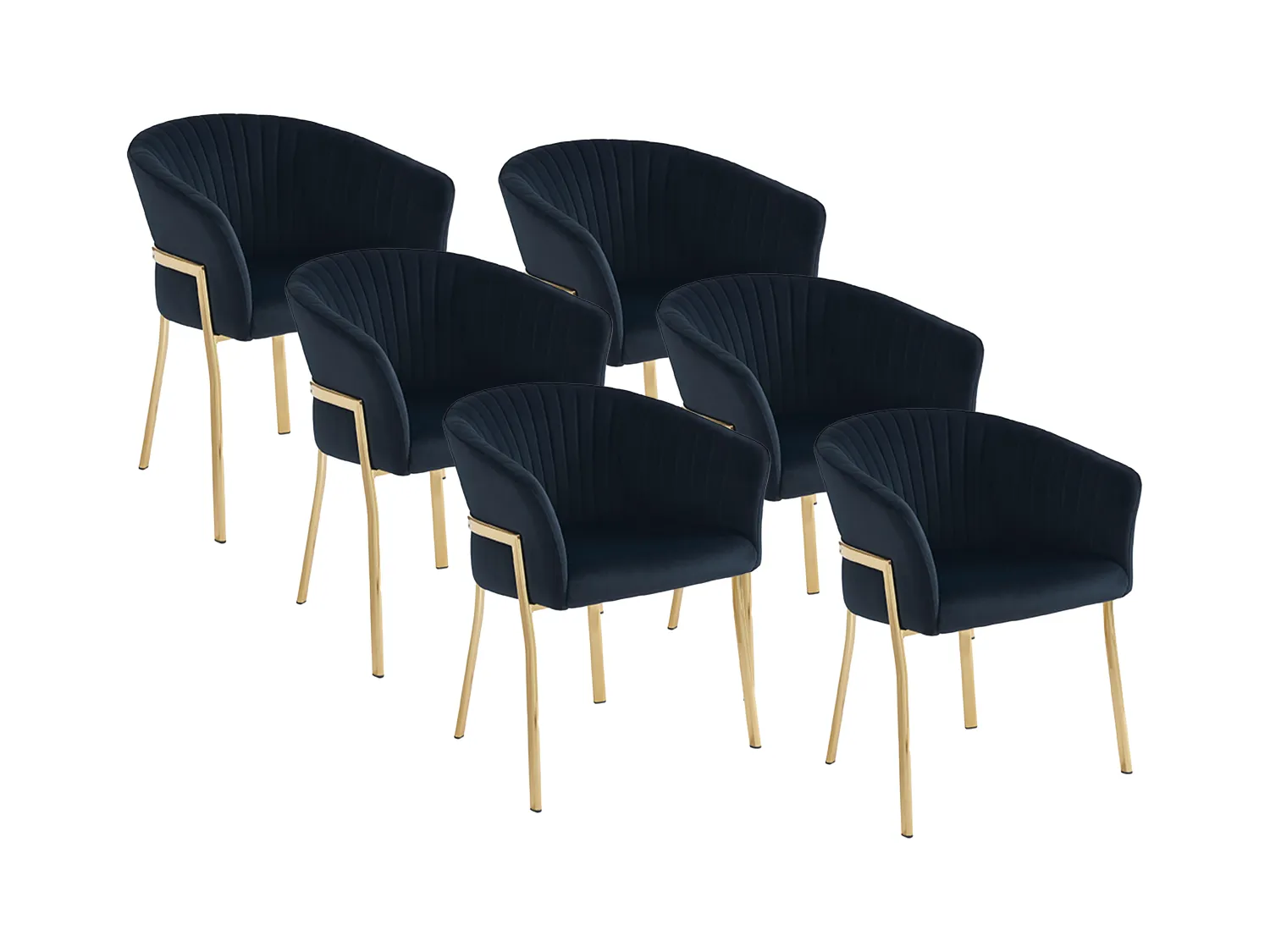 Lote de 6 sillas con reposabrazos de terciopelo y metal dorado - Negro - ZAOVA de Pascal MORABITO