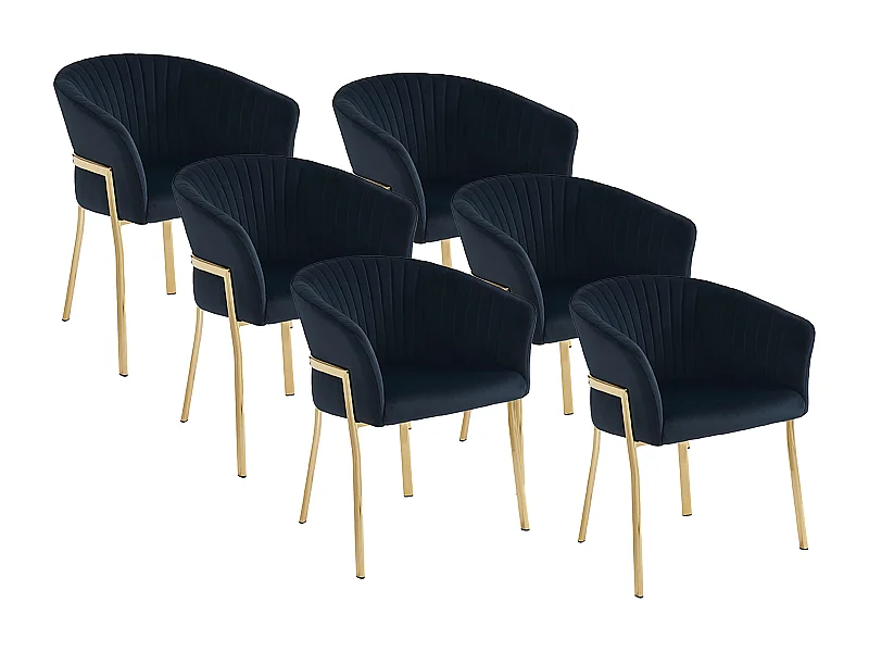 Lot de 6 chaises avec accoudoirs en velours et métal doré - Noir - ZAOVA de Pascal MORABITO