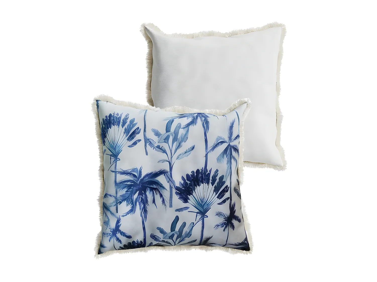 DAKAR - Coussin carré feuillage tropical bleu