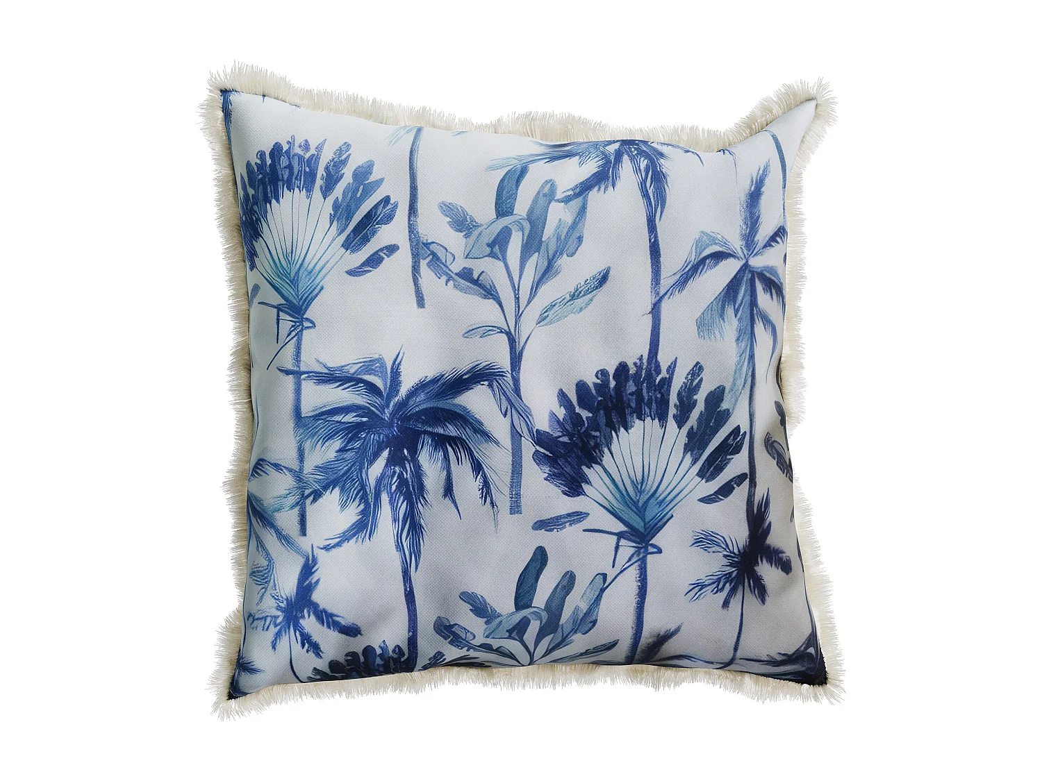 DAKAR - Coussin carré feuillage tropical bleu