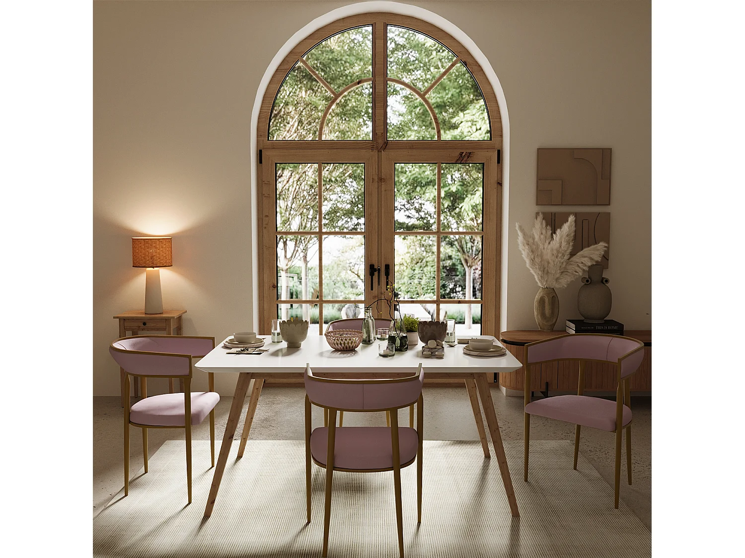 AURORE - Chaise de salle à manger design dossier arrondi velours