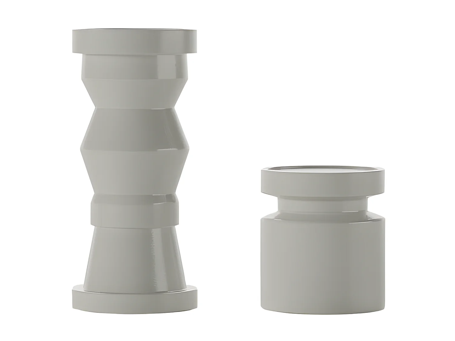 ANTALYA - Set de 2 bougeoirs en bois design coloris crème