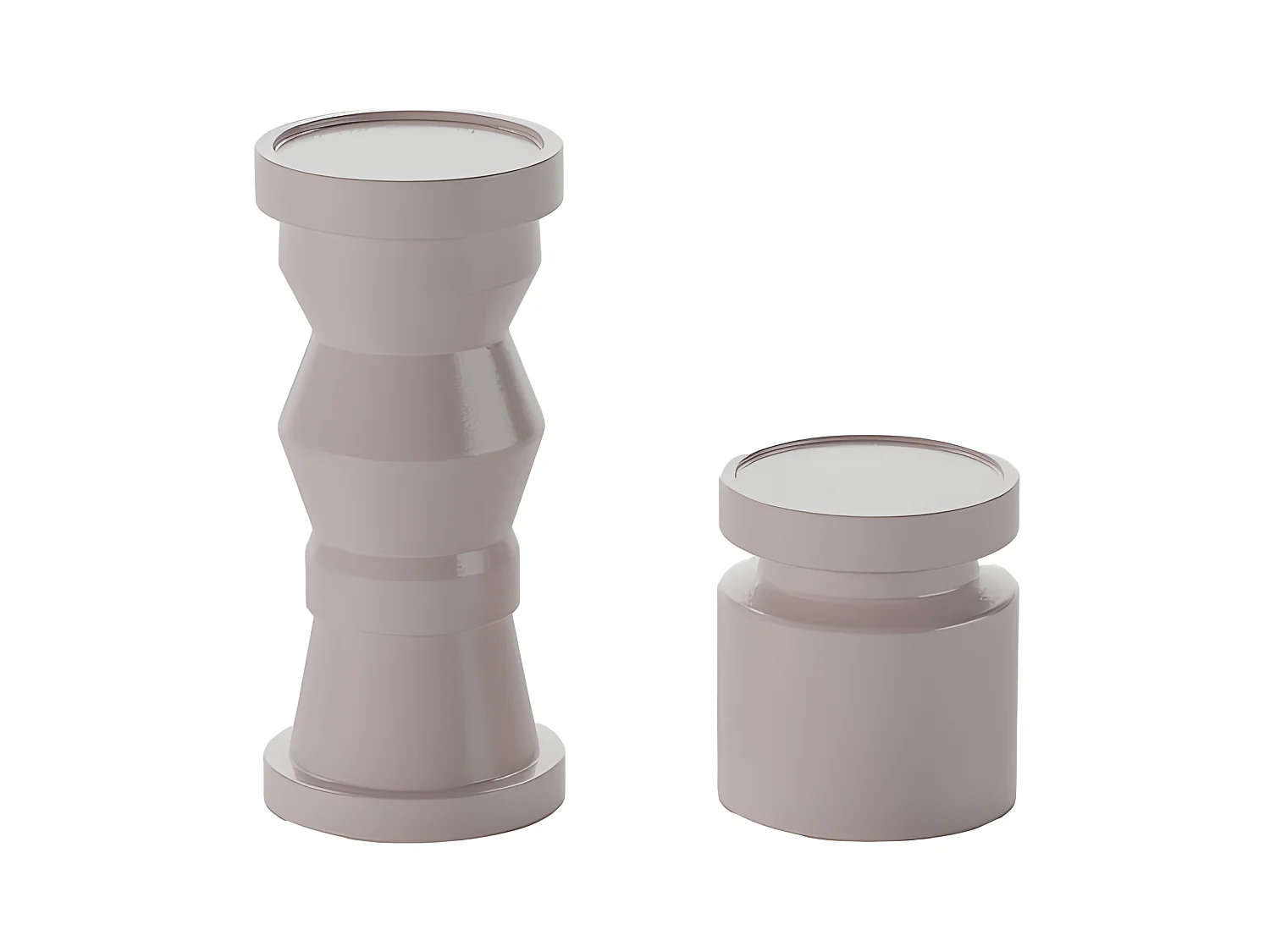 ANTALYA - Set de 2 bougeoirs en bois design coloris rose