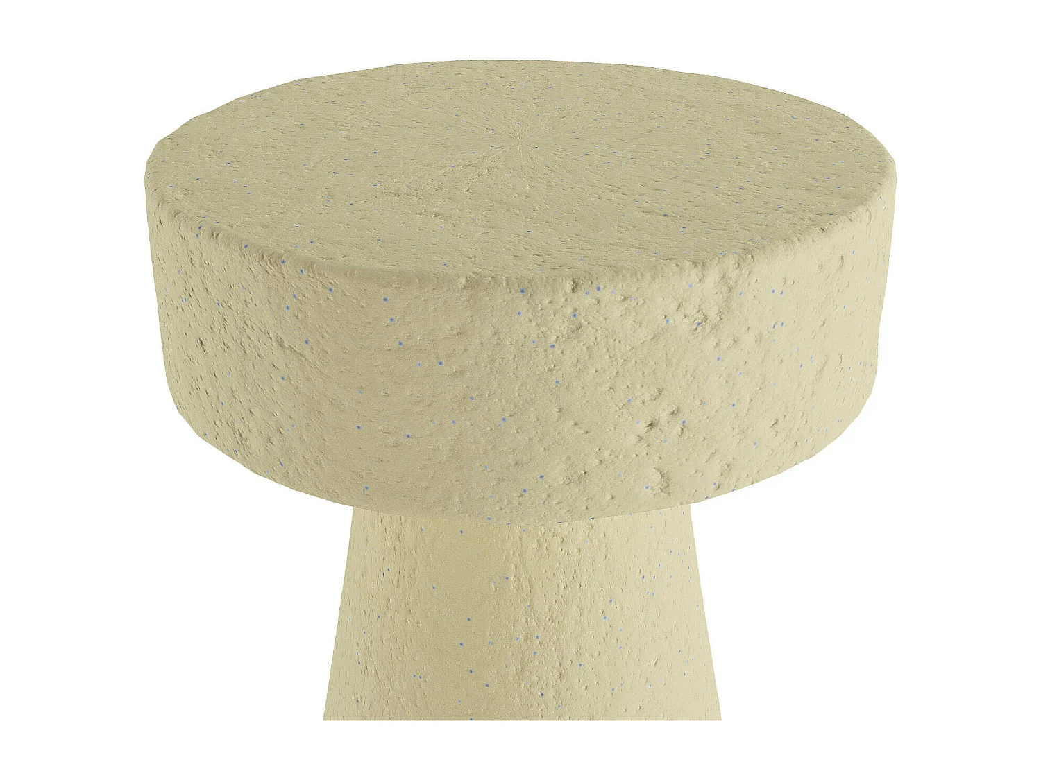 MARGUERITE - Table d’appoint circulaire en magnésie crème mouchetée bleu