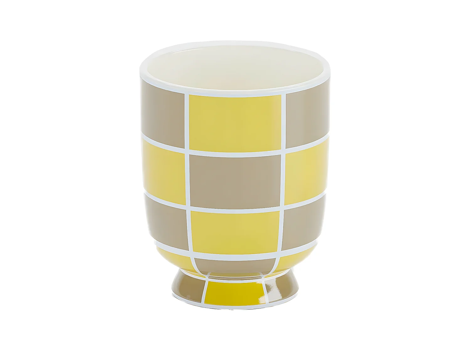GENEVE - Vase décoratif en céramique à damier jaune