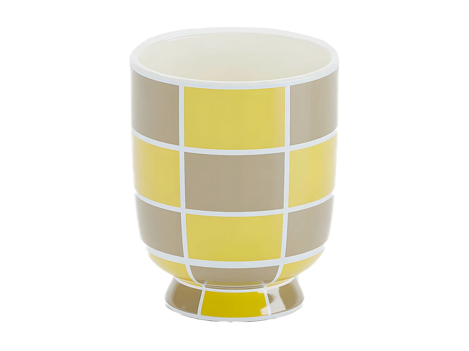 GENEVE - Vase décoratif en céramique à damier jaune