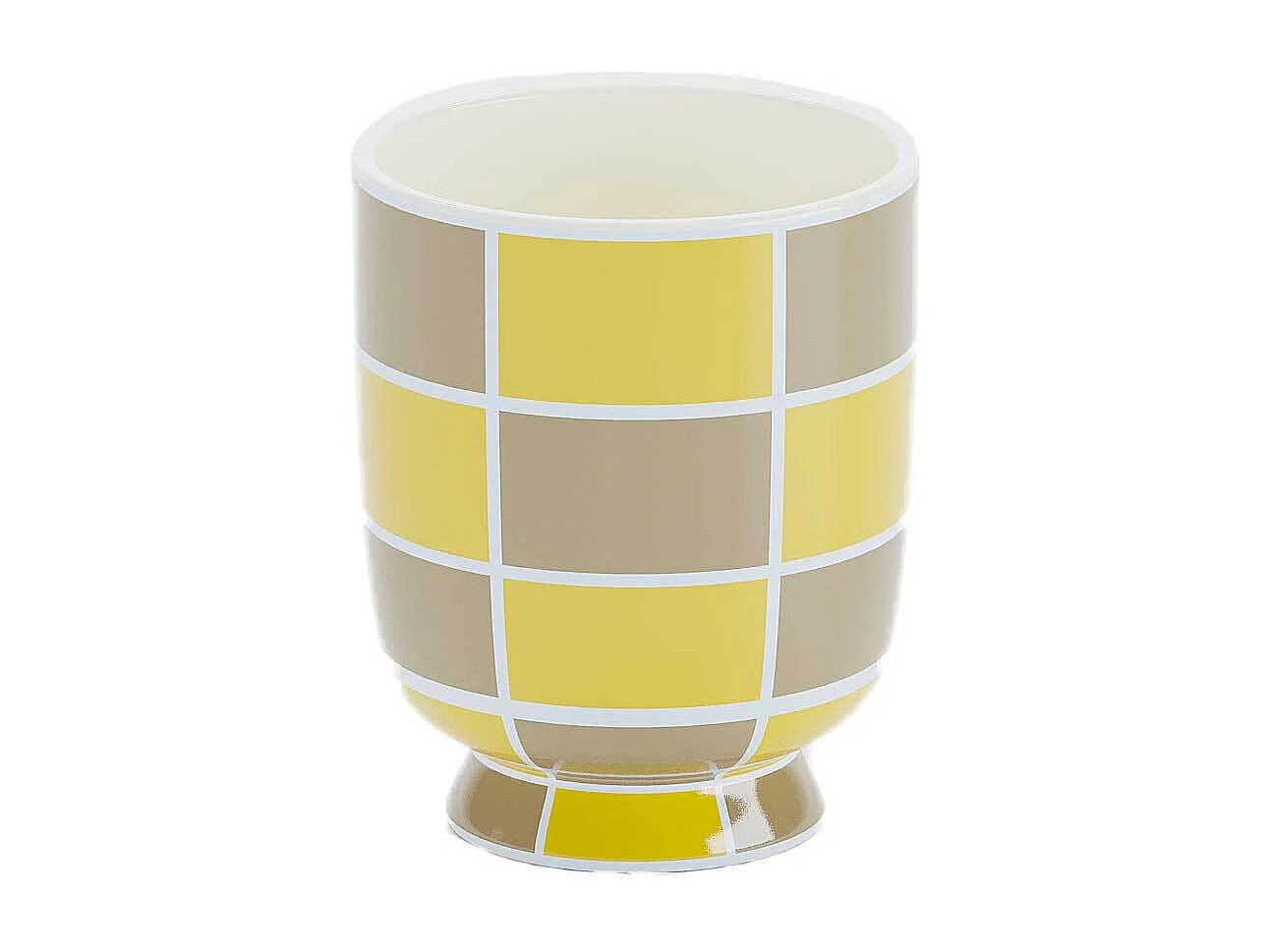 GENEVE - Vase décoratif en céramique à damier jaune