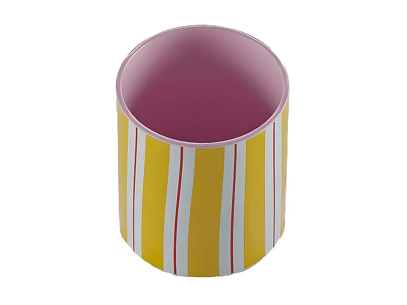 ORLANDO PETIT - Petit vase cylindrique à rayures orange