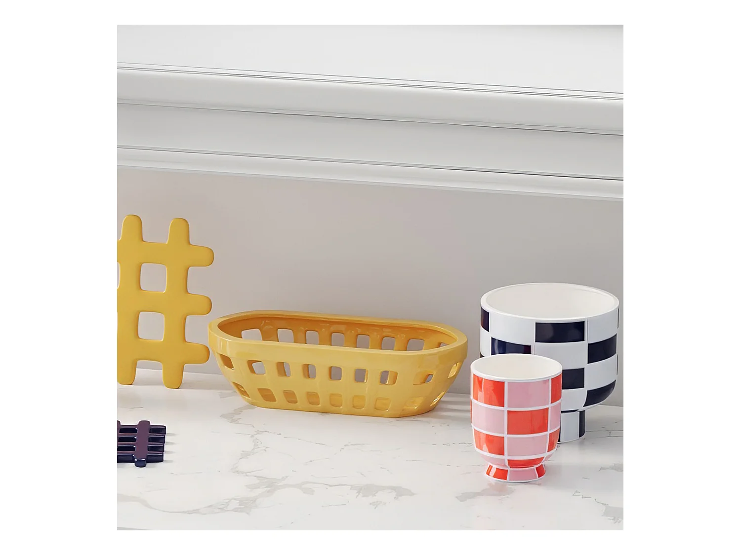 VERSAILLES - Vase céramique motif damier