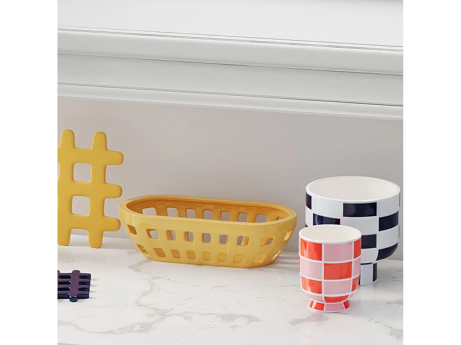 VERSAILLES - Vase céramique motif damier