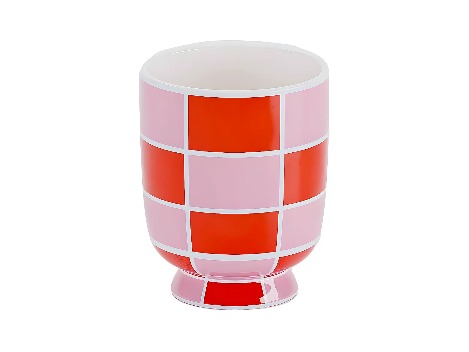 GENEVE - Vase décoratif en céramique à damier orange