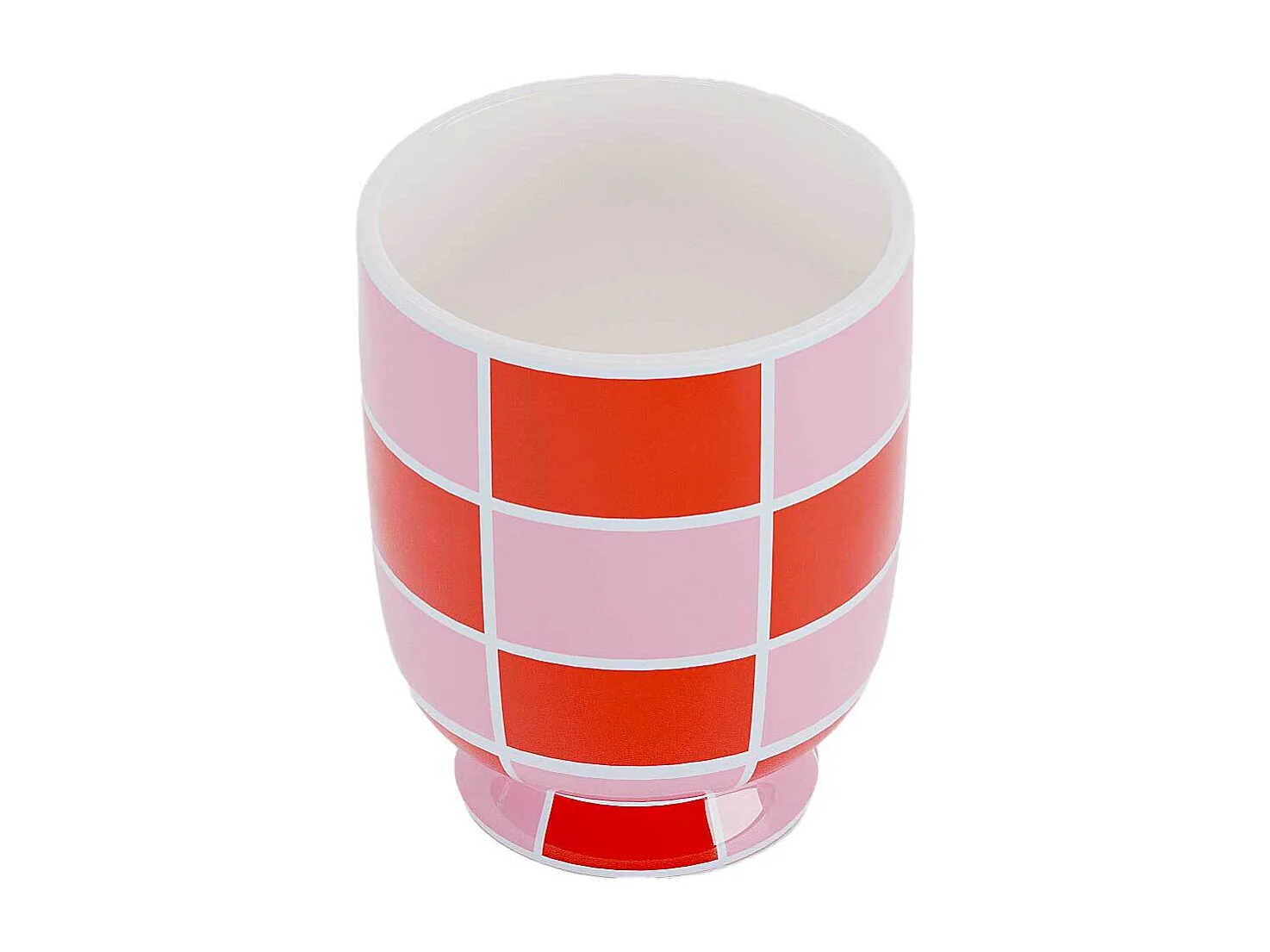 GENEVE - Vase décoratif en céramique à damier orange