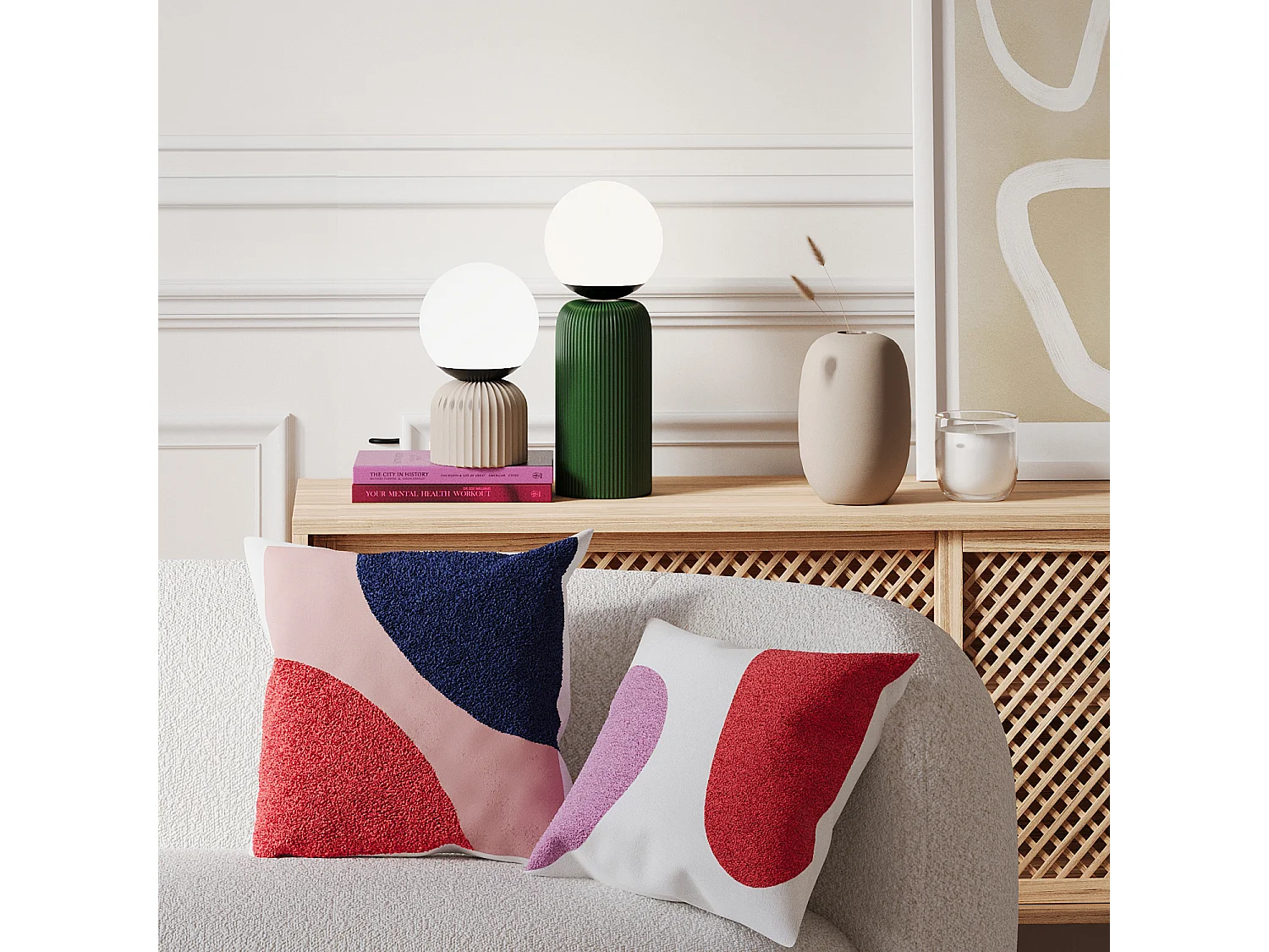 RENOIR - Lampe à poser en céramique et globe en verre