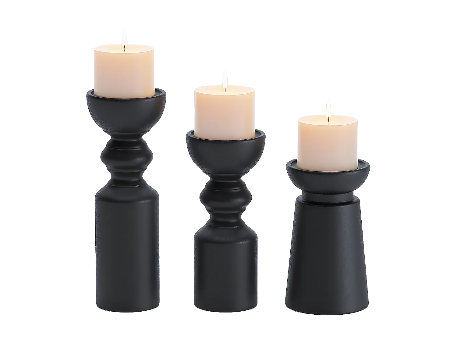 BOSTON - Set de 3 bougeoirs bois design