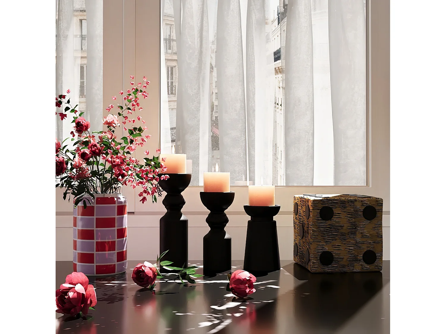 BOSTON - Set de 3 bougeoirs bois design