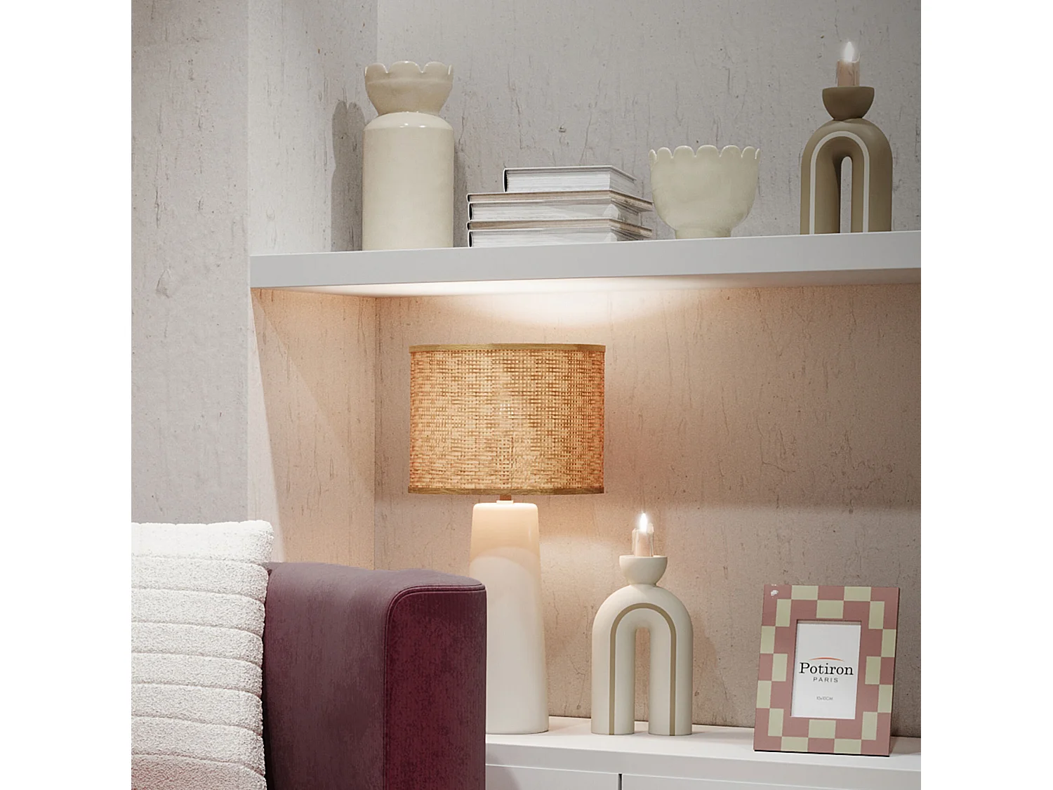 CHICAGO - Lot de 2 bougeoirs art moderne en céramique