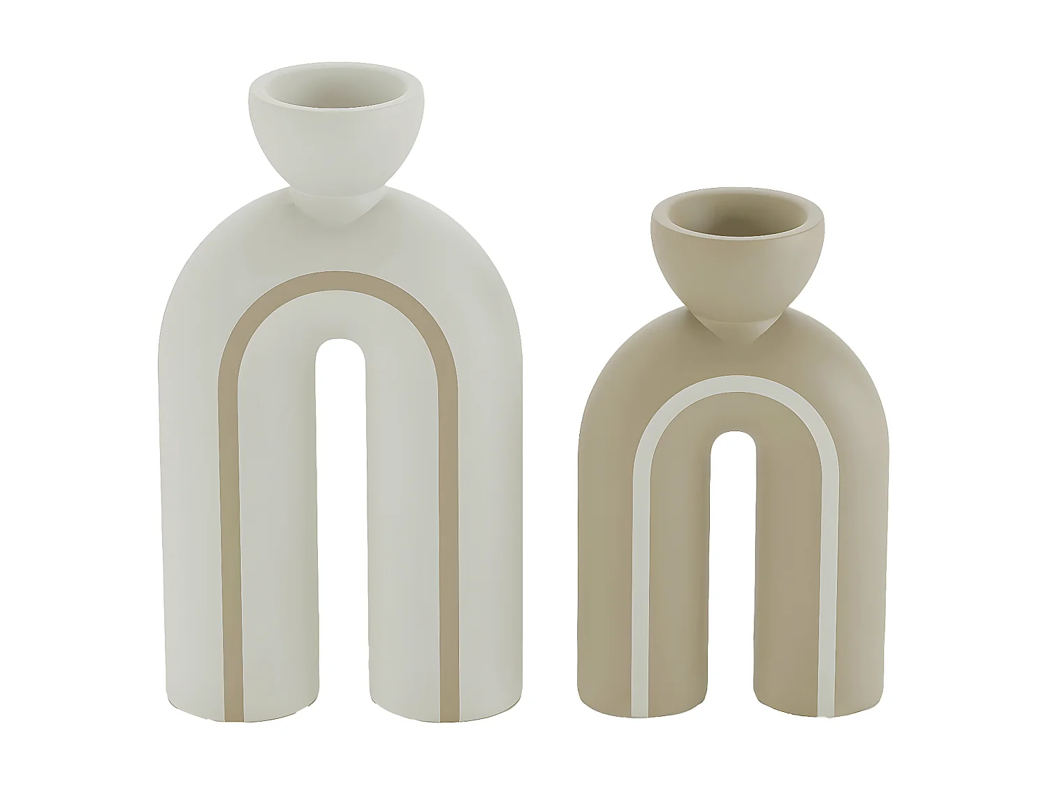 CHICAGO - Lot de 2 bougeoirs art moderne en céramique