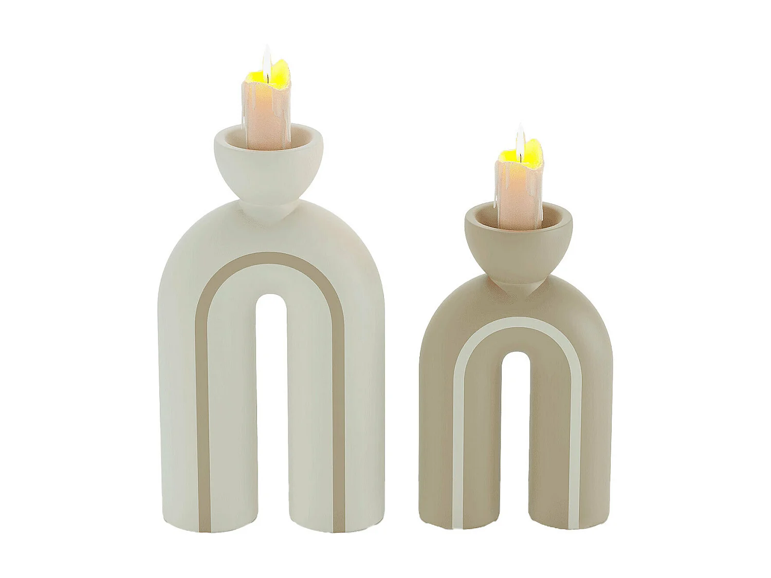 CHICAGO - Lot de 2 bougeoirs art moderne en céramique