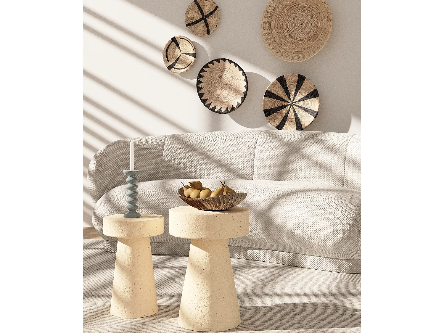 ANEMONE - Petite table d’appoint ronde design en magnésie mouchetée rose