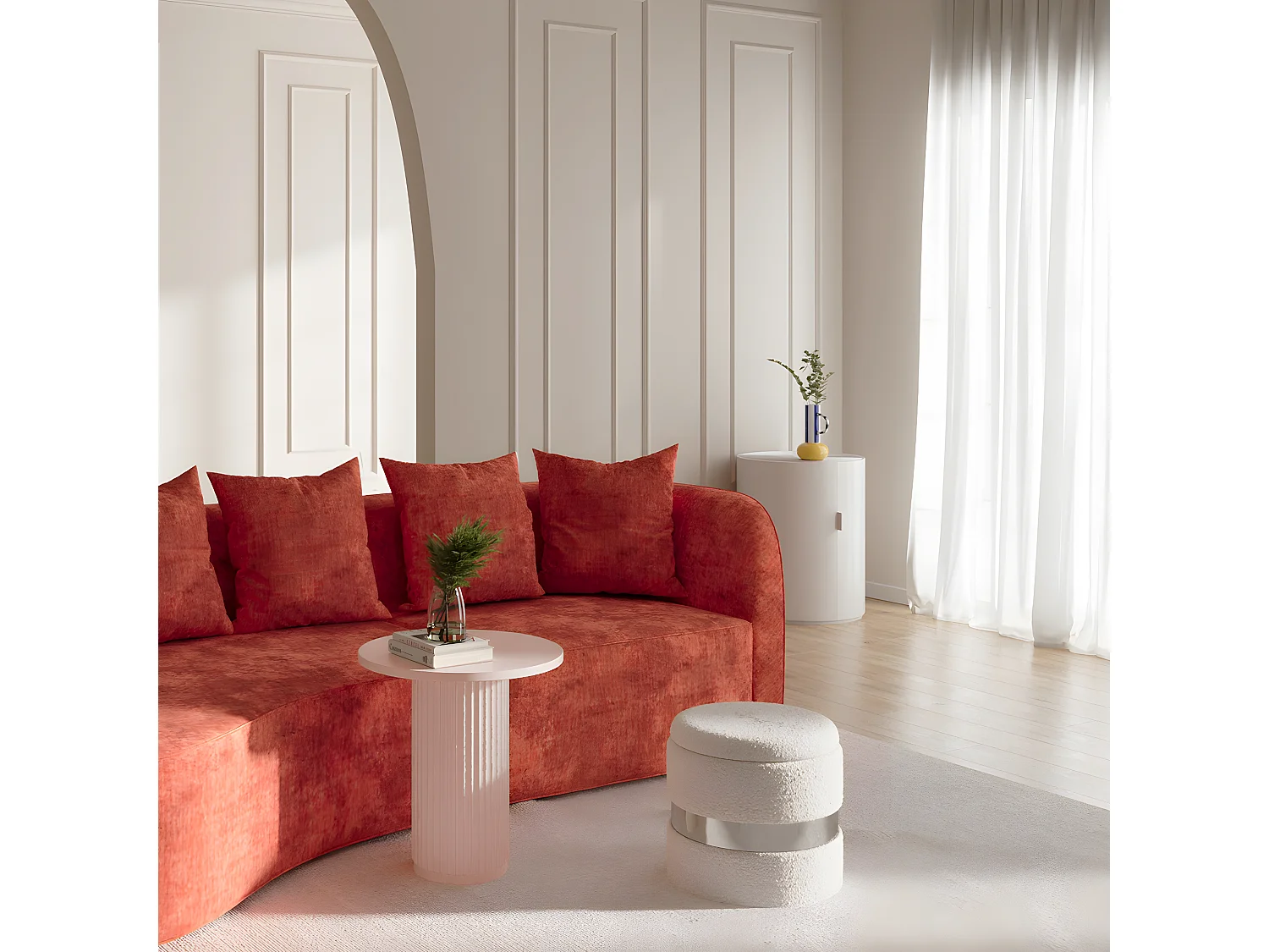 PIVOINE - Table d'appoint ronde cannelée