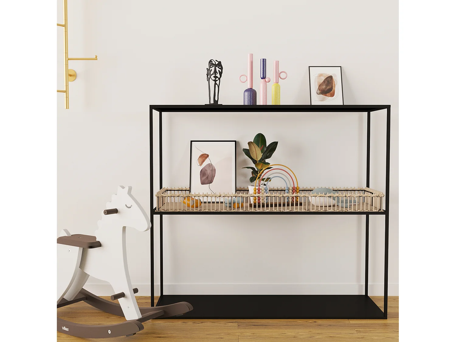 LAZARE - Console en métal et bambou