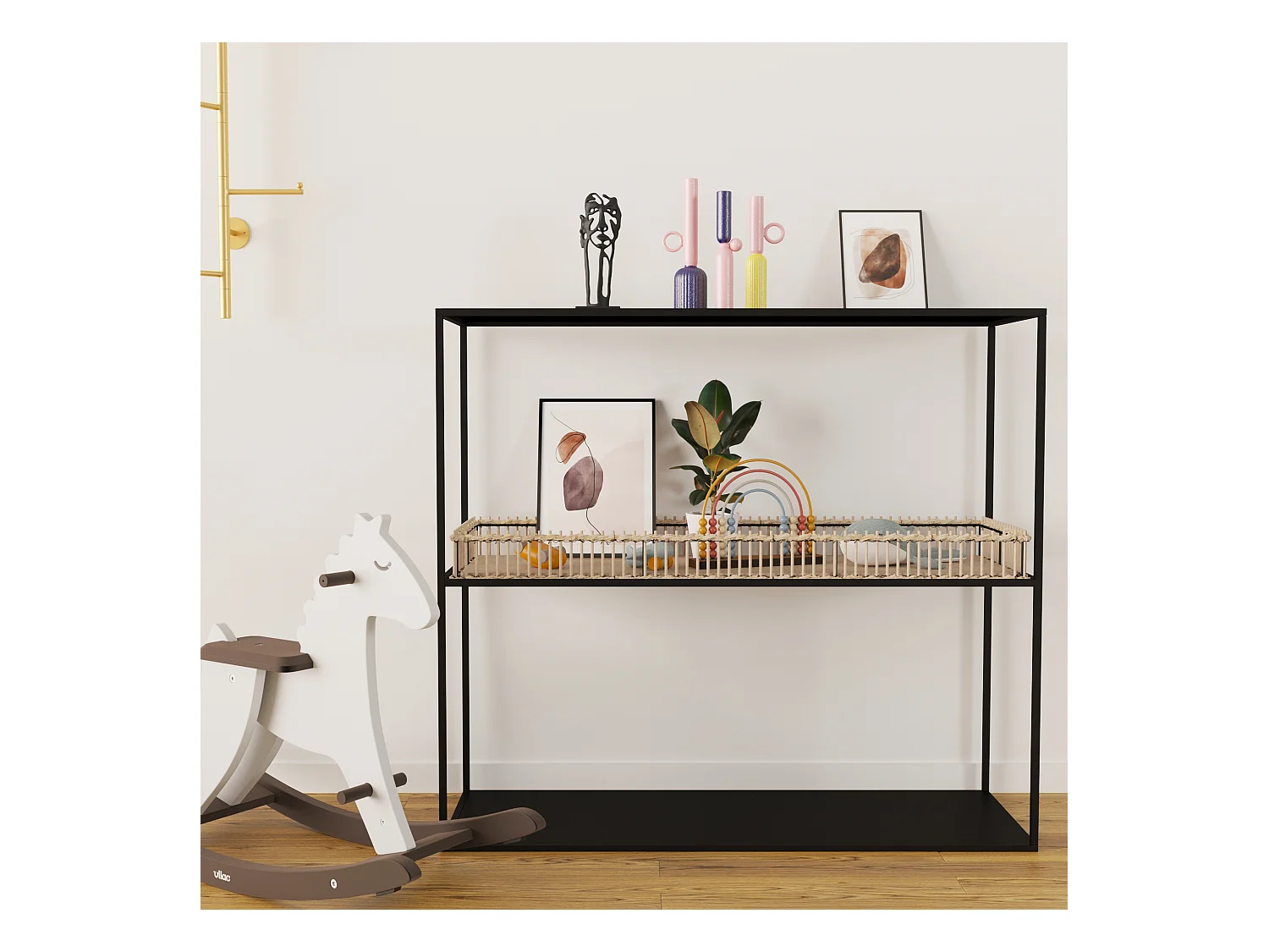 LAZARE - Console en métal et bambou