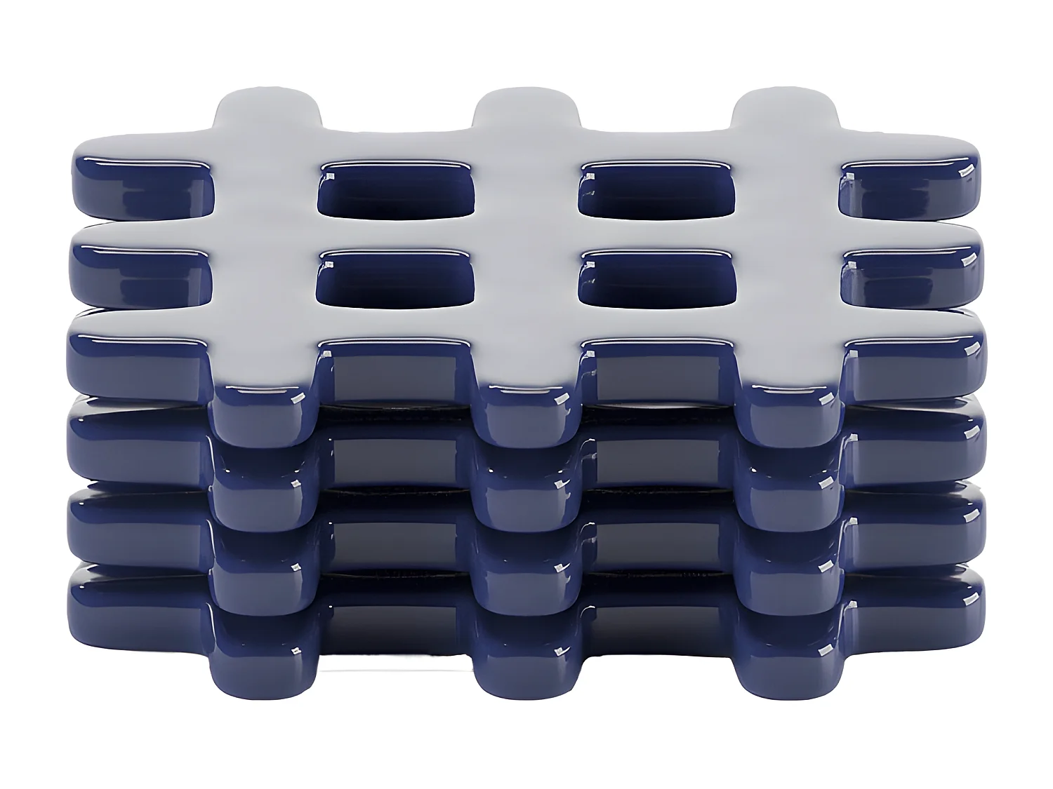 ALICANTE - Lot de 4 dessous de verre, carré céramique tressée bleu