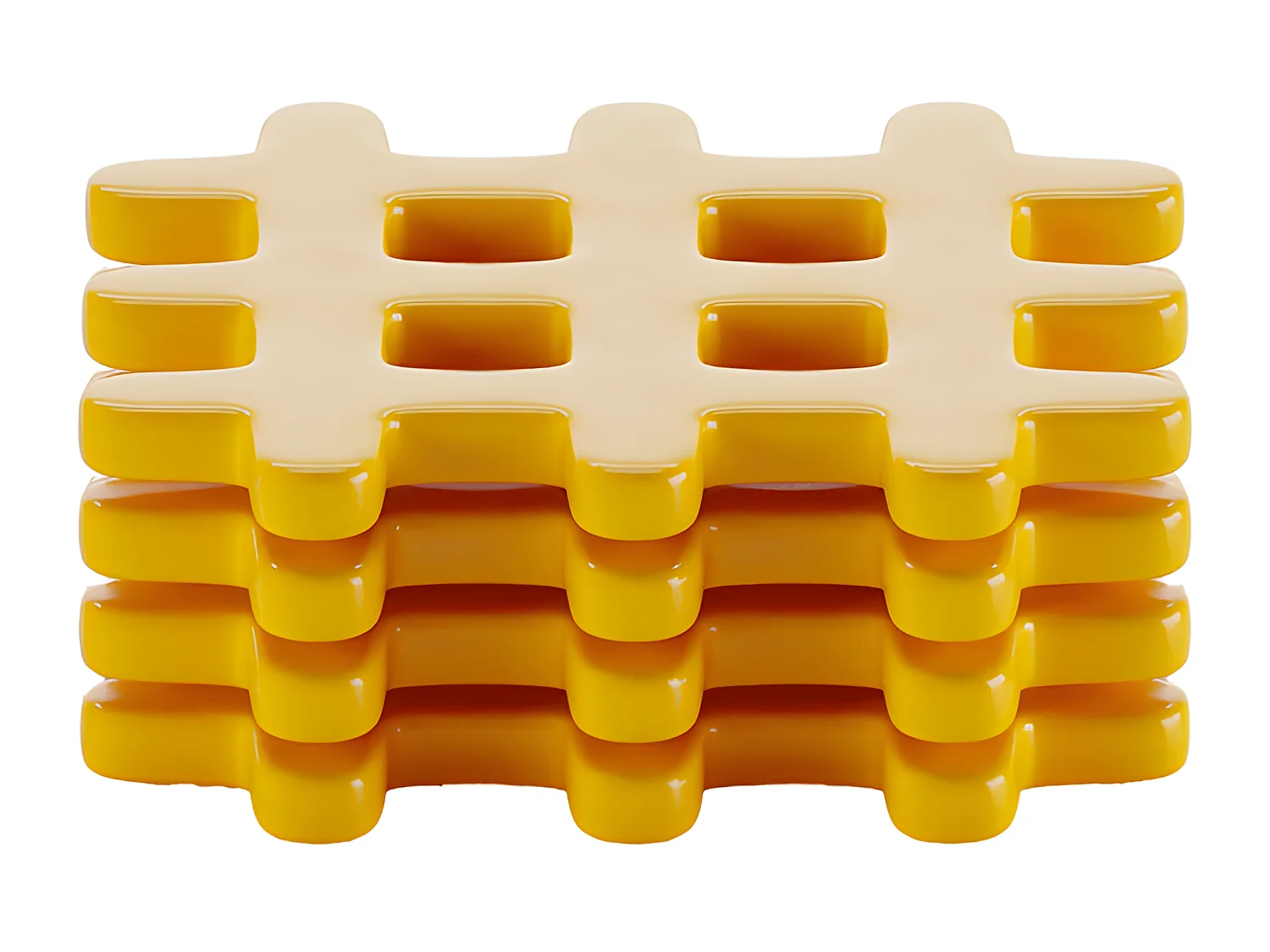 ALICANTE - Lot de 4 dessous de verre, carré céramique tressée jaune