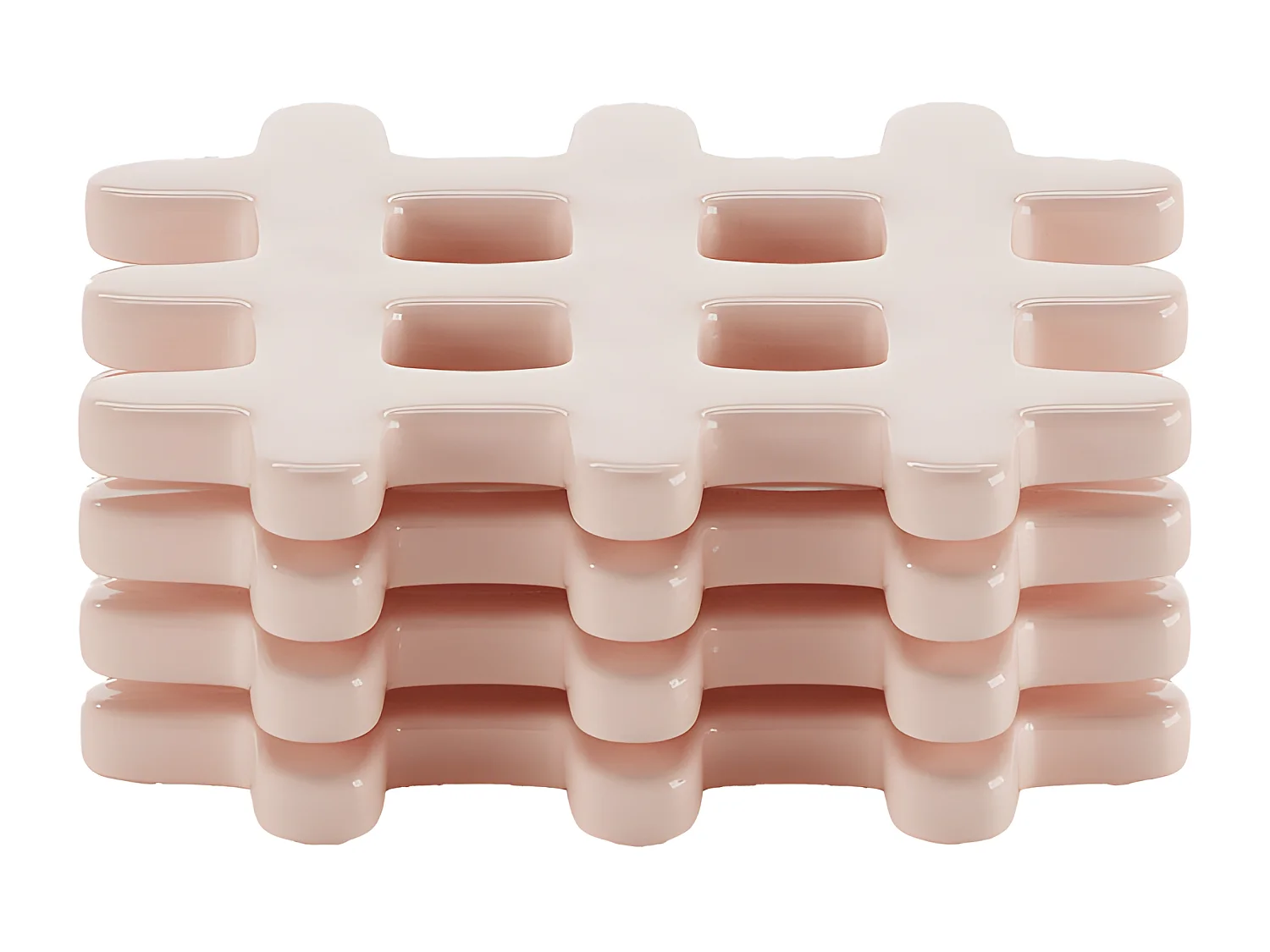 ALICANTE - Lot de 4 dessous de verre, carré céramique tressée rose