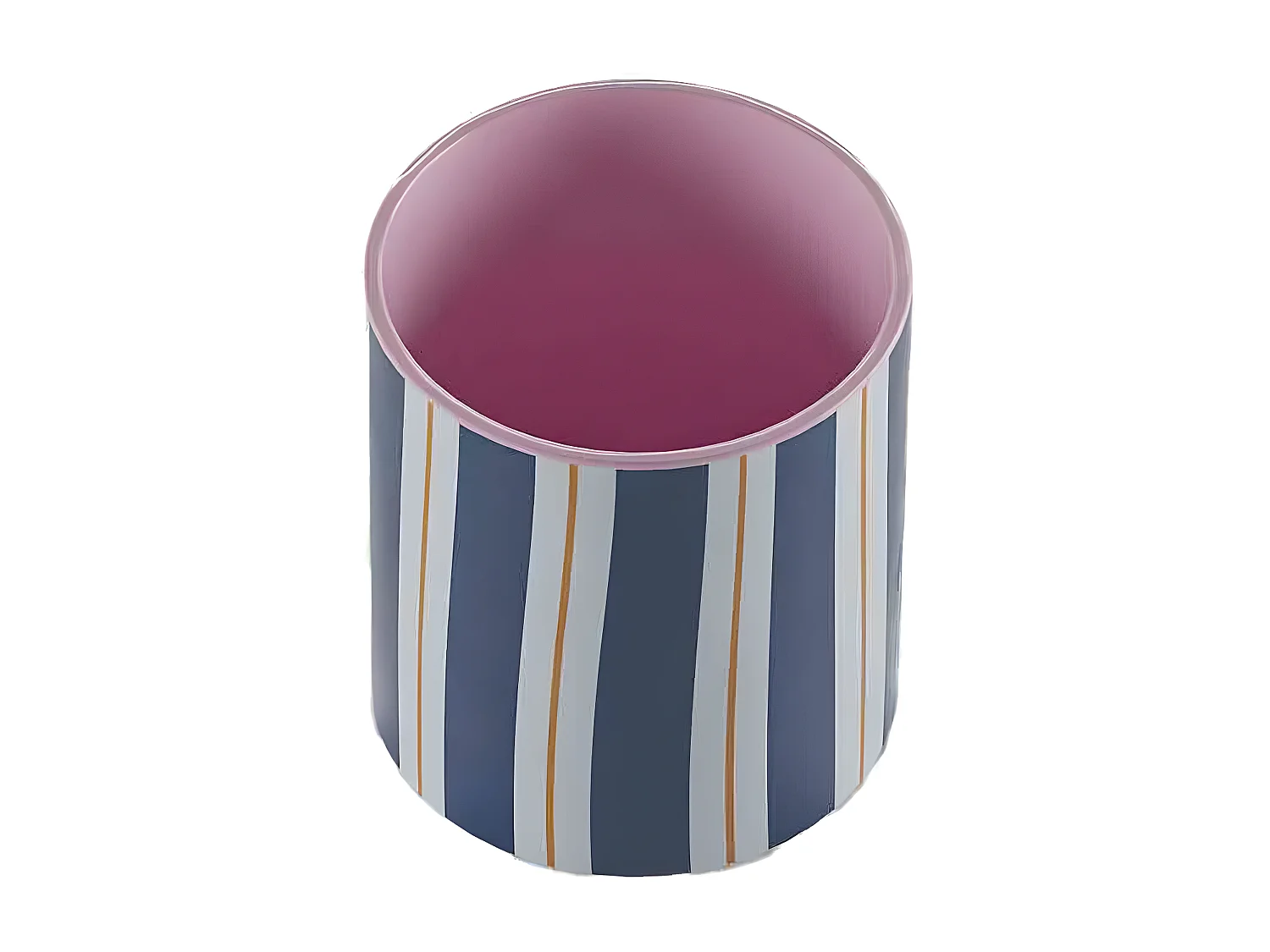 ORLANDO PETIT - Petit vase cylindrique à rayures bleues