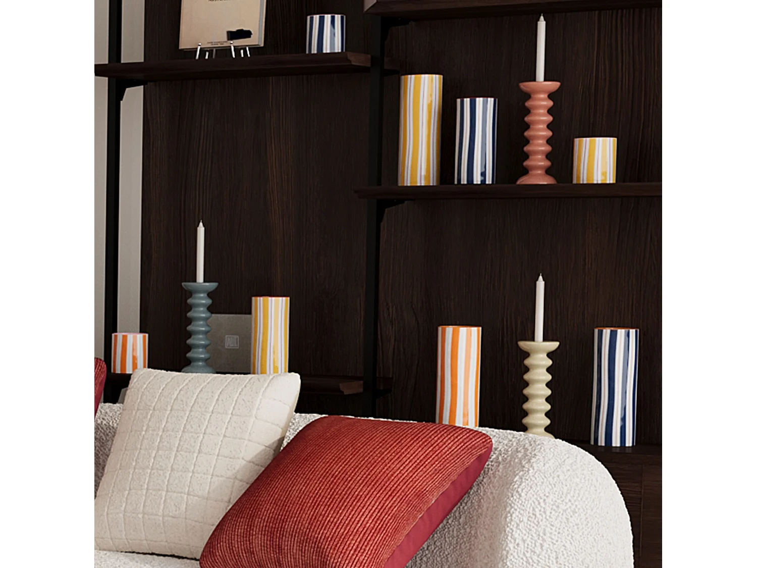 ORLANDO PETIT - Petit vase cylindrique à rayures bleues